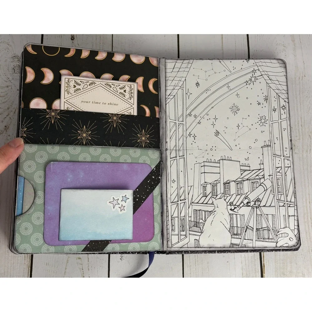 Handmade Celestial Junk Journal Night Sky Moon Stars Constellation Scrapbook